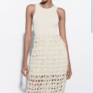 Zara Cream Halter Midi Dress for Wedding Guests